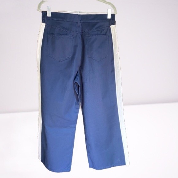 BLDWN Blue White High Waisted Pants Cropped Wide Leg Skater Size 28 - Picture 4 of 11
